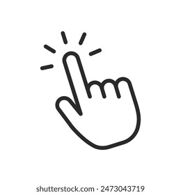 Hand clicking, linear style icon. hand gesture for clicking or selecting. Editable stroke width.