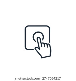 Hand clicking notification button icon in simple line art style