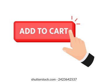 Hand clicking on an Add to Cart button, a common e-commerce interface element