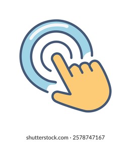 Hand clicking on button. Modern flat design style vector illustration icon.