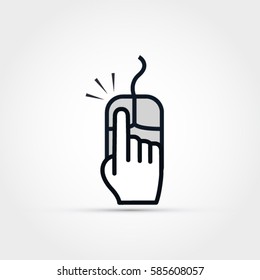 Hand Clicking On Computer Mouse -vector Illustration