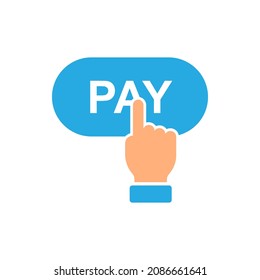 Diseño de icono de botón de pago con pulsación de mano aislado en fondo blanco. Ilustración del vector
