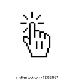 Hand clicking pixel icon.
