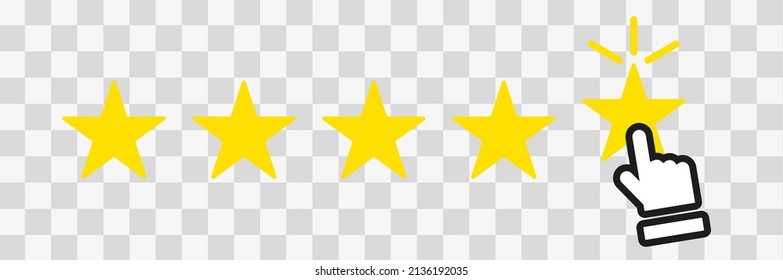 Hand Clicking Rating Stars . Vector Illustration