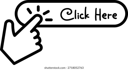Hacer clic a mano en un Botón de contorno negro rectangular
