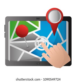 hand clicking screen tablet pc pointer map gps navigation