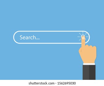 Hand clicking search frame.  Multimedia interface. Future vector illustration flat style. Hand click vector. Multimedia button icon vector. Virtual technology.  EPS 10