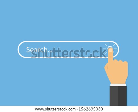 Hand clicking search frame.  Multimedia interface. Future vector illustration flat style. Hand click vector. Multimedia button icon vector. Virtual technology.  EPS 10