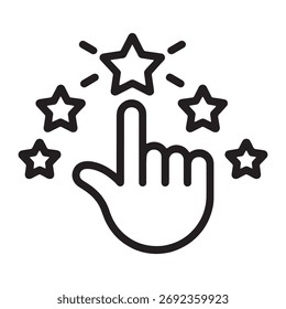  Hand Clicking Star Vector Icon - Outline Rating and Review Symbol