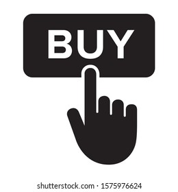 Hand clicking or tapping on buy button flat vector icon for apps and websites