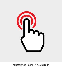 Hand clicking, touch sign, icon, symbol. Vector illustration