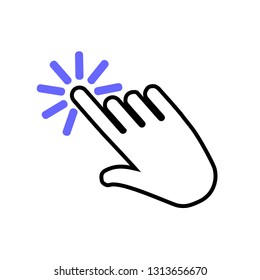 Hand clicking vector icon. Click hand illustration icon.