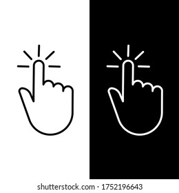 Hand clicking vector icon. Pointer Icons for design projects. Clicking finger on white background.