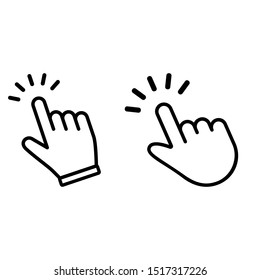 Hand clicking vector icons set. Click finger pointer illustration symbol collection.