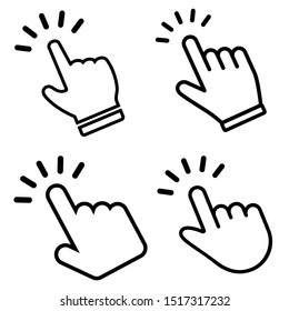 Hand clicking vector icons set. Click finger pointer illustration symbol collection.