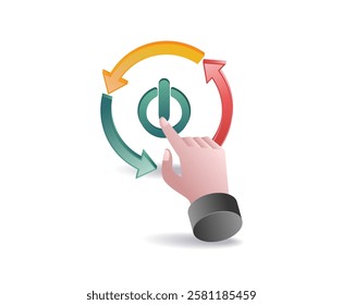 Hand clicks digital technology buttons