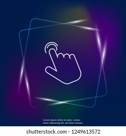  The hand clicks on the button neon light  icon. Flat cursor icon. Layers grouped for easy editing illustration. For your design
