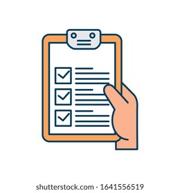 hand and clipboard with paper document isolated icon vector illustration design