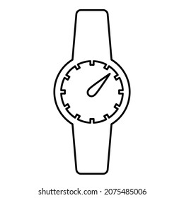 Icono de contorno de reloj de mano Icono de contorno color negro ilustración vectorial estilo plano imagen simple