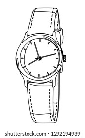 hand clock contour vector illustration