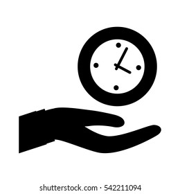 Hand with clock icon vector illustration graphic design