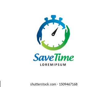 Hand and clock logo symbol or icon template
