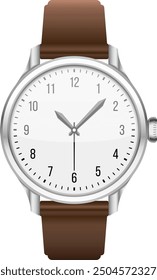 Hand clock. Realistic wrist watch. Classic accessory