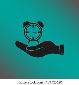 hand. clock shows the time