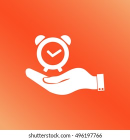 hand. clock shows the time