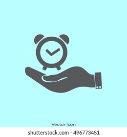 hand. clock shows the time