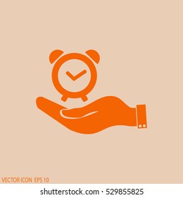 hand. The clock shows the time