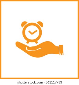 hand. clock shows the time