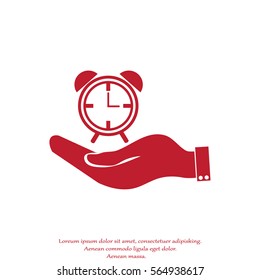 hand. clock shows the time