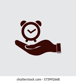 hand. clock shows the time