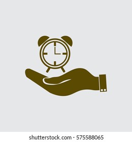 hand. clock shows the time