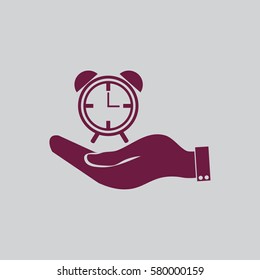 hand. clock shows the time