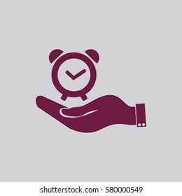 hand. clock shows the time