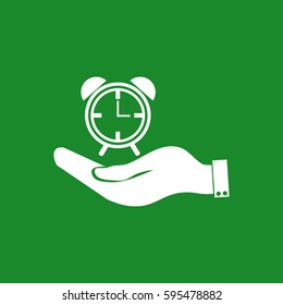 hand. clock shows the time