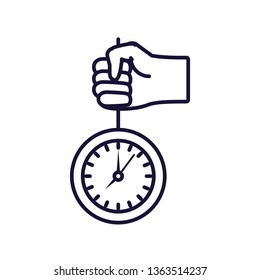 hand with clock time isolated icon
