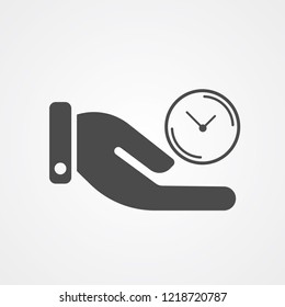 Hand with clock vector icon sign symbol
