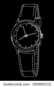 hand clock white on black background