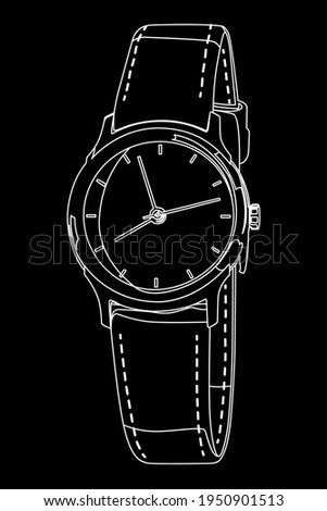 hand clock white on black background