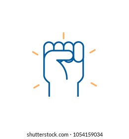 Hand closed. Fist Icon. Vector trendy thin line icon illustration design for protests, strength, success, achievement, willpower.