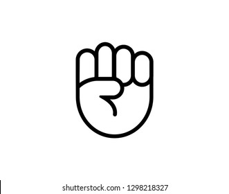 Hand closed. Fist Icon. Vector trendy thin line icon illustration design for protests, strength, success, achievement, willpower. - Vector 