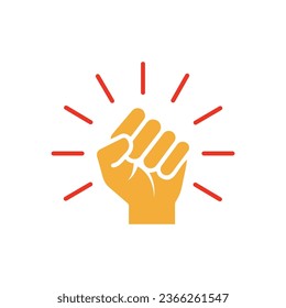 Hand closed. Fist Icon. Vector trendy flat glyph icon illustration design for protests, strength, success, achievement, willpower.