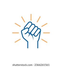 Hand closed. Fist Icon. Vector trendy thin line icon illustration design for protests, strength, success, achievement, willpower.