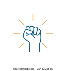 Hand closed. Fist Icon. Vector trendy thin line icon illustration design for protests, strength, success, achievement, willpower.