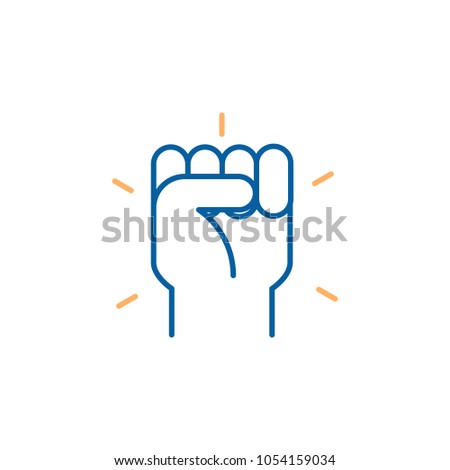 Hand closed. Fist Icon. Vector trendy thin line icon illustration design for protests, strength, success, achievement, willpower.