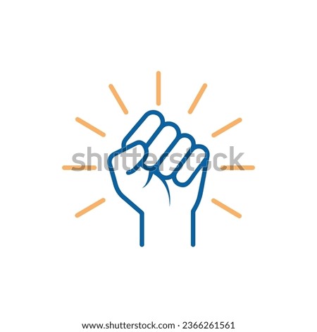 Hand closed. Fist Icon. Vector trendy thin line icon illustration design for protests, strength, success, achievement, willpower.