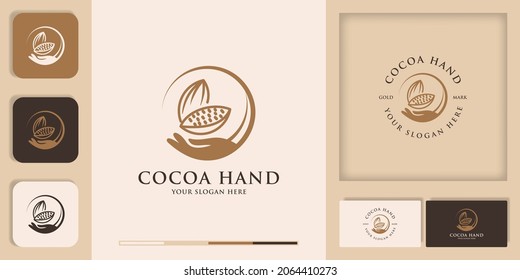 logotipo de cacao a mano inspiración para alimentos, pan y preparaciones de chocolate